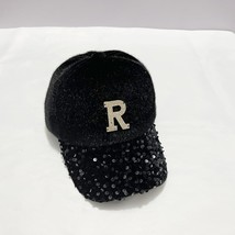 Autumn And Winter Hats Women&#39;s Rhinestones R Insulated Baseball Caps Skinny Moha - £9.84 GBP