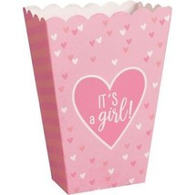 Baby Shower It&#39;s A Girl Party Favor Pop Corn Treat Boxes Pink 20 Per Package New - £6.61 GBP