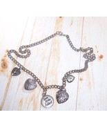 Necklace Chain Heart Charms Decorative Silver Tone Thicker Chain 18&quot;+ Up... - $5.00