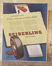 Vintage Print Ad Seiberling Tires Red 40s Car Akron OH Toronto 13.5&quot; x 1... - $13.71