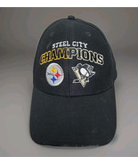 Steel City Champions Hat Cap Strapback Steelers Bruins Reebok OS Adjusta... - $177.92 MXN