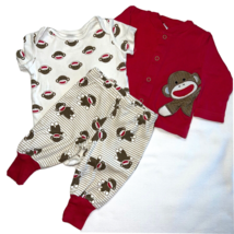 Baby Boy 3 month 3-piece  Set Jacket Pants One piece shirt Monkey Red - £4.65 GBP