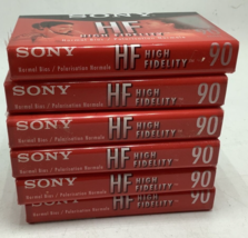 Lot Of 6 Sony HF90 Blank Audio Cassette Tapes High Fidelity C-90HFL Sealed - £8.13 GBP