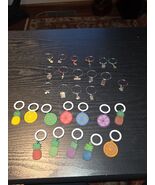 Lot Of 28 Cocktail Wine Glass Charm Markers Rubber And Metal Casino Land... - $330.25 MXN