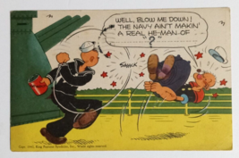 Military Popeye Blow Me Down US Navy Comic Vintage Linen 1942 Postcard - £14.60 GBP