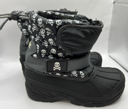Athletech Youth Black Skull Rubber Snow Boots Size 1M - £7.63 GBP