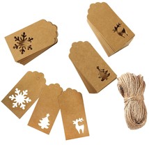 150 Pieces Paper Tags Kraft Christmas Tags Hang Labels Christmas Tree Sn... - £13.36 GBP