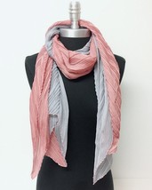 Crinkle two-tone shadow Silk Blend Scarf Rose Gray Soft Head Face Cover - £5.78 GBP
