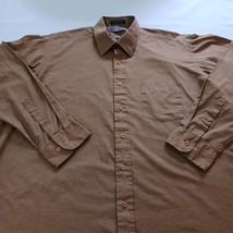 Oleg Cassini Men's Long Sleeve Button Up Brown Shirt Size XL 17 1/2 (34/35) image 5