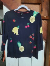 Talbots Fruit Embroidered &amp; Beaded Fruit Sweater Women&#39;s XLP - £15.58 GBP