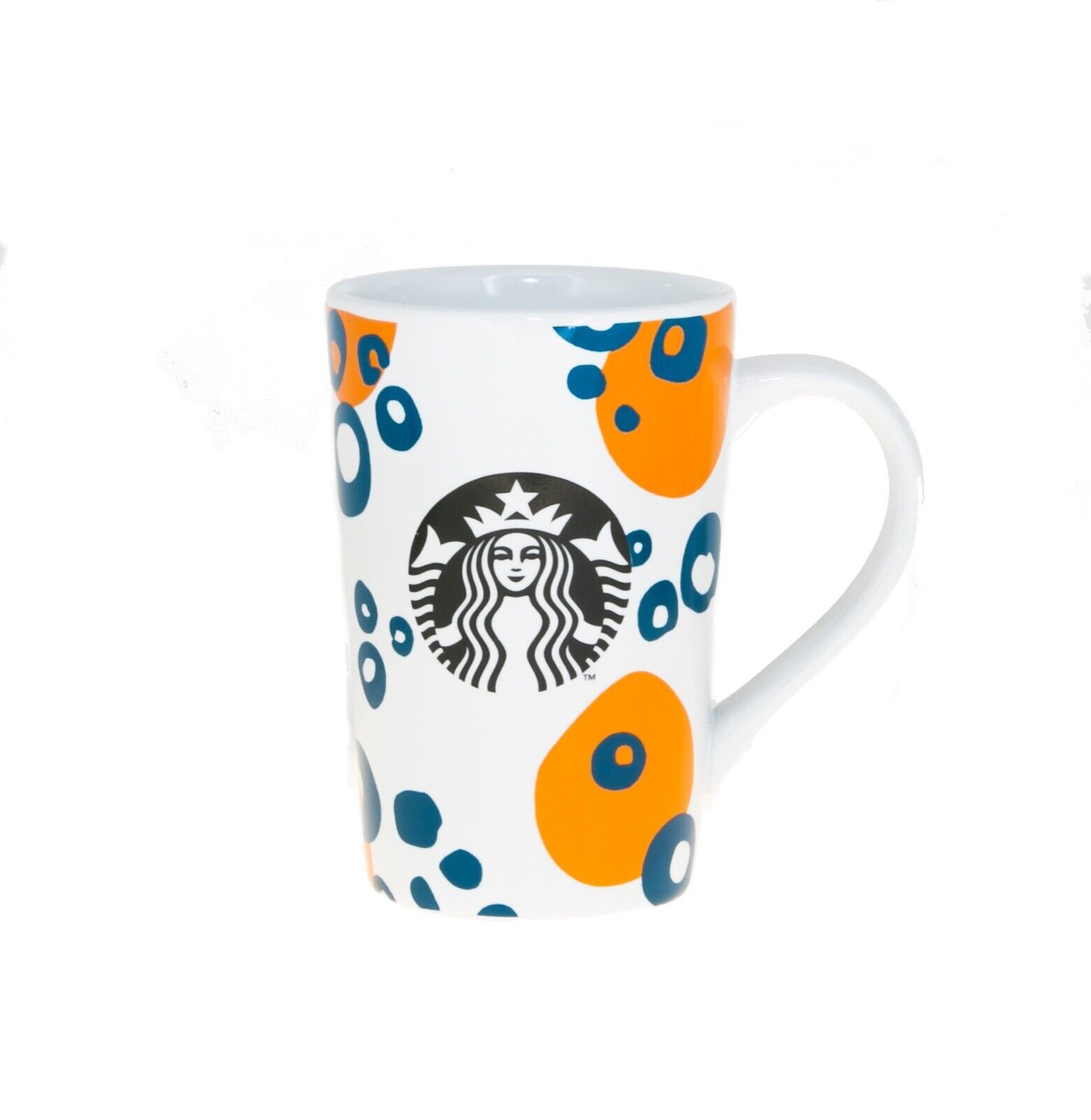 Primary image for Starbucks Orange Blue Circle Logo Bubble Ceramic Handle Coffee Cup Mug 12 oz