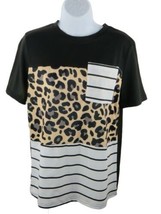  Unbranded Women Color Block Leopard Stripe Top Size Small Multi - £10.89 GBP