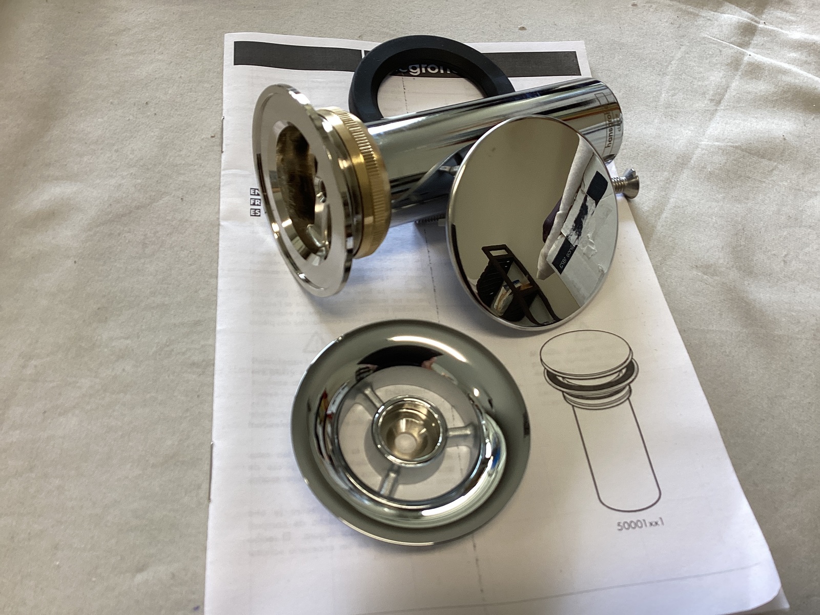 hansgrohe 50001001 Replacement 3-inch Sink Drain, No Overflow - Chrome - $38.90