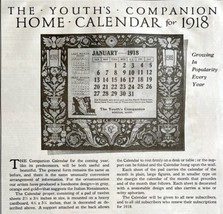 1917 Youth&#39;s Companion Calendar Advertisement Full Page Antique LGADYC4 - £23.58 GBP