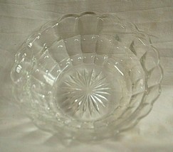 Clear Glass Candy Dish Panel Sides Scalloped Rim Starburst Bottom Unknow... - £17.00 GBP