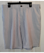 NEW MENS HAGGAR H26 GRAY AND WHITE PINSTRIPE SHORTS  SIZE 38 - $500.23 MXN