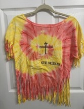 New Orleans Bourbon Street tie dye fringe Mardi Gras shirt One Size Party - £7.50 GBP