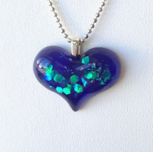 Handmade Purple Resin Heart Sparkly Glitter Pendant Necklace Adjustable ... - $9.95