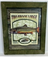 Framed Folk Art Print Sign Two Brook Lodge Speckled Brook Trout Good Com... - £11.83 GBP