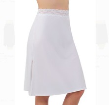 Vassarette 24&quot; Silky Lace Half Slip Adjustable Waist Sz M White Style 11073 NWT - £6.11 GBP