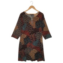 MSK Dress Womens 2X Peacock Scoop Neck Triple O Ring 3/4 Sleeve Boho Multi - £21.82 GBP