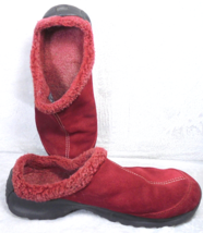 Lands End Womens 9B Soft Clog Low Back Comfort Shoe Suede Leather Red Pr... - £11.54 GBP