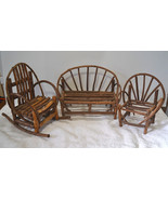 Rustic Wood Doll Chairs &amp; Love Seat, handmade furniture, dollhouse furni... - $38.40
