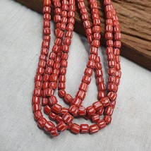 Perles vintage style vénitien perles africaines en verre rouge chevron l... - $39.45