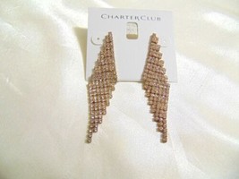 Charter Club 2 3/4&quot;Gold Tone Angled Pavé Fringe Drop Earrings E442 $36 - £7.22 GBP