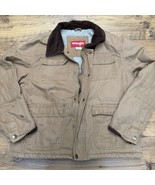 Wrangler Mens Large Hero Barn Jacket Tan Sherpa Corduroy Coat Chore Util... - $656.29 MXN