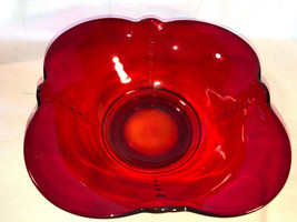Ruby Red Crow&#39;s Foot Square Bowl Depression Glass Mint  9.75 Inch - £55.81 GBP