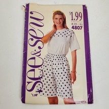 Vintage 1990 See &amp; Sew 4807 Sewing Pattern Miss Top Shorts XS - XL - £6.18 GBP