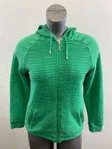 ALIA Petite Women&#39;s Full Zip Hoodie Jacket Size PM Green Long Sleeve Hoo... - $7.92