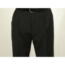 Men's MANTONI Pleated Dress Pants 100% Wool Super 140's Classic Fit  40901 Black image 7