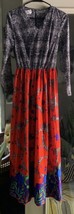 Vintage Leonard Tuttman Maxi Ling Sleeve Snake Skin Flower Dress - £28.15 GBP