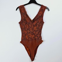 New Look Bodysuit Lace Plunge Cross Strap Rust Size UK 8 - £5.92 GBP
