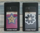 Two (2) Sticker Phone Wallet Pockets ~ Black/Pink ~ ID &amp; Credit Card Hol... - $14.96