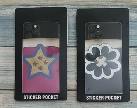Two (2) Sticker Phone Wallet Pockets ~ Black/Pink ~ ID &amp; Credit Card Holder ~1 - £11.95 GBP
