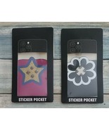 Two (2) Sticker Phone Wallet Pockets ~ Black/Pink ~ ID &amp; Credit Card Hol... - £11.85 GBP
