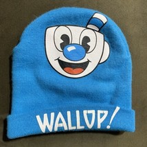 Cuphead “Wallop!” Blue Winter Skull Cap Knit Beanie Toboggan Ski Hat Mugman - £7.58 GBP