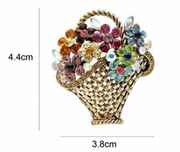 Vintage Look Gold Plated Basket Flowers Brooch Suit Coat Broach Pin Collar GGG37 - £14.10 GBP