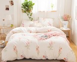 Botanical Floral Comforter Set Pink Flowers Comforter Set Pink Lavender ... - £72.75 GBP