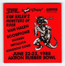 Van Halen Monsters Of Rock Music Backstage Pass Scorpions Metallica Dokken Demon - £18.47 GBP