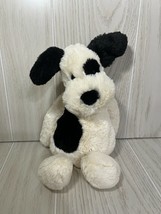 Jellycat Bashful Puppy small plush 12&quot; black white spotted dog stuffed animal - £9.21 GBP