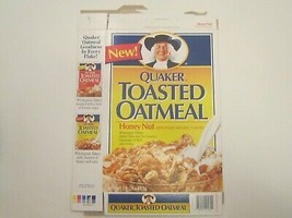 Empty QUAKER Cereal Box 1992 New! TOASTED OATMEAL Honey Nut [P6c11] - £15.59 GBP