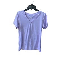 Reebok Womens Size L Purple Knit Top Shirt VNeck Short Sleeve Athletic S... - £8.60 GBP