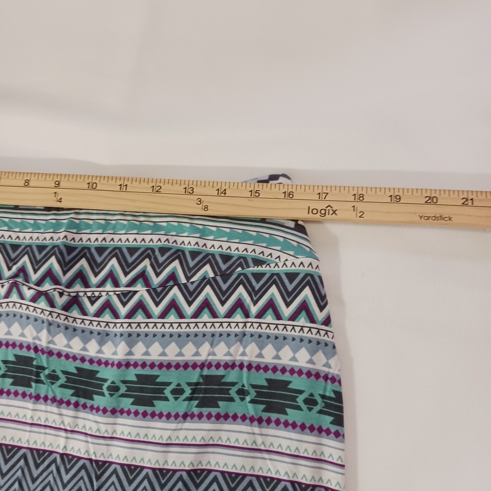 CATO RN#37080 Women's Green Multicolor Geometric Elastic Waist Long Skirt 14/16W Item image 13