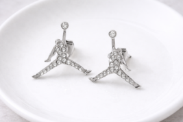 NEW MICHAEL JORDAN SILVER - PLATED PAIRS STUD EARRINGS JUMPMAN JUMP MAN  - $14.80