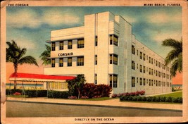 Miami Beach, Fl ~ The Corsair Art Deco Hotel Linen Adv Pc ~ Used 1947-BK34 - £3.90 GBP