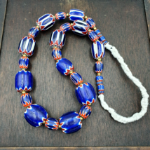 Venetian Style Trade beads Old African Chevron Glass Big Beads Strand 36... - $116.40